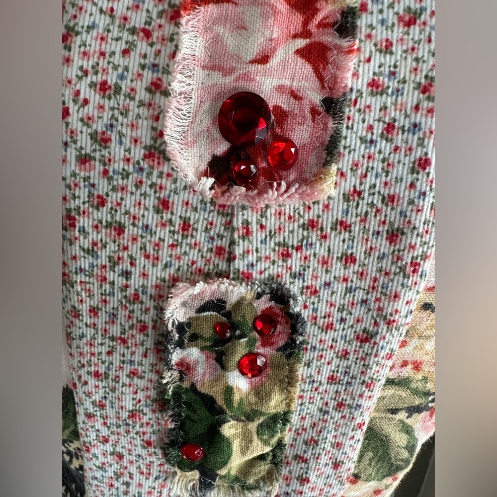Handcrafted Upcycled Floral Boho Vest | Romantic Cottagecore Statement | Small - Picture 6 of 9